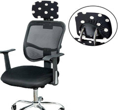 HOTKEI Black and White Polka Dotted Polyester Office Chair Headrest Cover Chair Head Rest and Slipcover