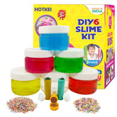 HOTKEI (6 Slime Kit) DIY Multicolor Fruit Scented Slime Gel Jelly Putty Set Toys Kit for Boys Girls kids Aged 3 to 10 years 300 gm with Accessories Glitter, Charms, Water beads Set