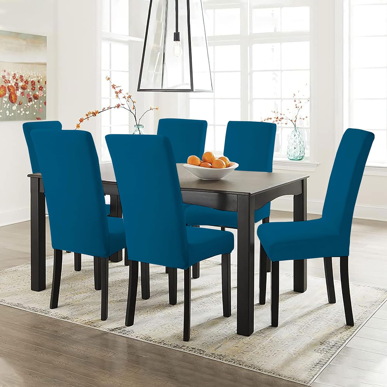 Hotkei | Blue color dining full chair slipcover on livebetterindia.com