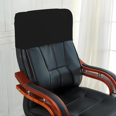 HOTKEI Black Boss Chair Headrest Cover Elastic Office Chair Headrest Slipcover