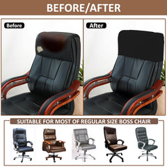 HOTKEI Black Boss Chair Headrest Cover Elastic Office Chair Headrest Slipcover