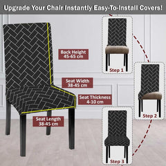 HOTKEI Black Brick Print Dining Chair Cover Seat Protector and Slipcover