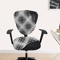 HOTKEI Black and White Abstract Print Office Chair Cover Polyester Blend Chair Slipcovers