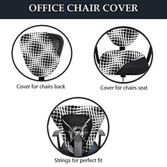 HOTKEI Black and White Abstract Print Office Chair Cover Polyester Blend Chair Slipcovers