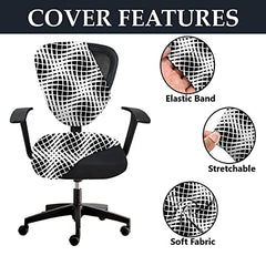 HOTKEI Black and White Abstract Print Office Chair Cover Polyester Blend Chair Slipcovers
