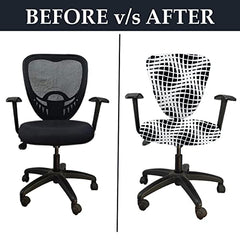 HOTKEI Black and White Abstract Print Office Chair Cover Polyester Blend Chair Slipcovers
