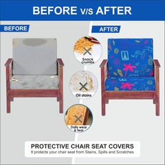 HOTKEI Blue Cupcake Print Sofa Cushion Cover Stretchable 1 Seater Wooden Sofa Cushion Protector