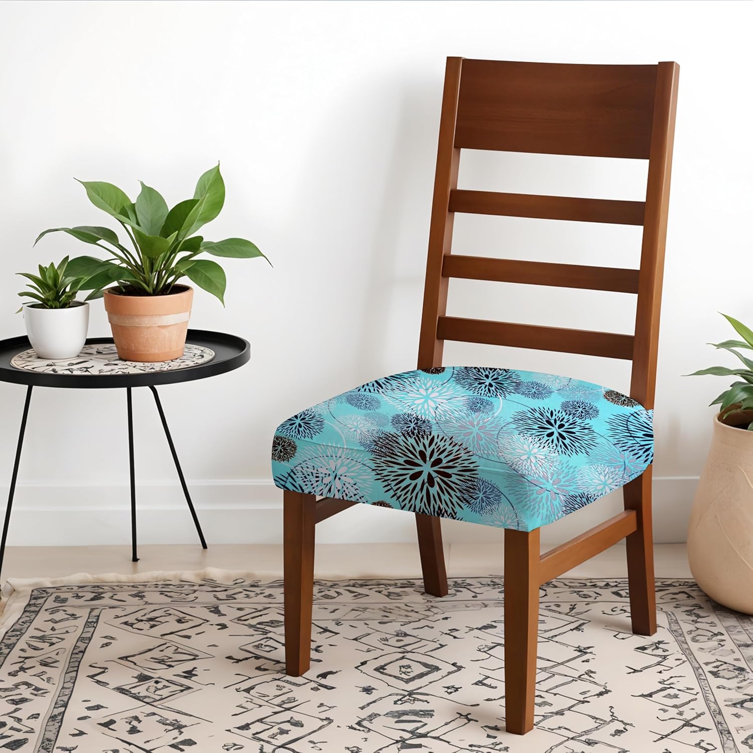 HOTKEI | Blue printed cushion cover for dining chair on livebetterindia.com
