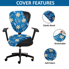 HOTKEI Blue Floral Printed Chair Cover for Office Executive Desk Chair Covers and Slipcover