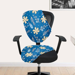 HOTKEI Blue Floral Printed Chair Cover for Office Executive Desk Chair Covers and Slipcover