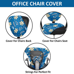 HOTKEI Blue Floral Printed Chair Cover for Office Executive Desk Chair Covers and Slipcover