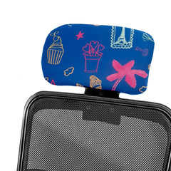 HOTKEI Cupcake Blue Printed Polyester Office Chair Headrest Cover and Protector