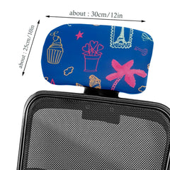 HOTKEI Cupcake Blue Printed Polyester Office Chair Headrest Cover and Protector