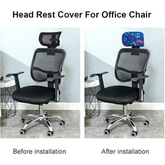 HOTKEI Cupcake Blue Printed Polyester Office Chair Headrest Cover and Protector