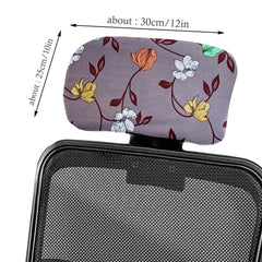 HOTKEI Floral Printed Polyester Office Chair Headrest Cover Computer Executive Rotating Chair Head Rest and Slipcover