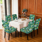 HOTKEI Green Tropical Leave Print Stretchable Polycotton Printed Dining Chair Cover