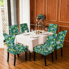 HOTKEI Green Tropical Leave Print Stretchable Polycotton Printed Dining Chair Cover