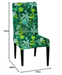 HOTKEI Green Tropical Leave Print Stretchable Polycotton Printed Dining Chair Cover