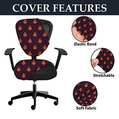 HOTKEI Leaf Print Wine Red Executive Office Chair Cover and Seat Protector for Office Chair