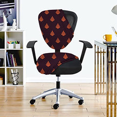 HOTKEI Leaf Print Wine Red Executive Office Chair Cover and Seat Protector for Office Chair