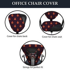 HOTKEI Leaf Print Wine Red Executive Office Chair Cover and Seat Protector for Office Chair