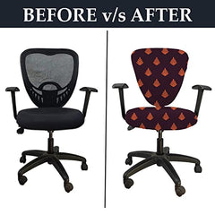 HOTKEI Leaf Print Wine Red Executive Office Chair Cover and Seat Protector for Office Chair