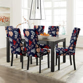 HOTKEI Navy Blue Floral Printed Chair Covers Stretchable Slipcover for Seat Cushion Protection