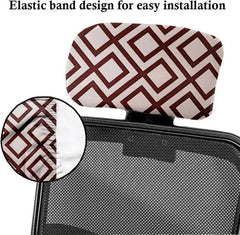 HOTKEI Off white Abstract Printed Office Chair Headrest Cover and Protector
