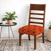 HOTKEI | Orange Digital print dining chair Base Cover on livebetterindia.com