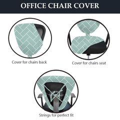 HOTKEI Pastel Green Brick Printed Stretchable Chair Cover for Office Executive Chair Slipcover and Protector