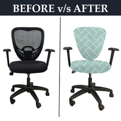 HOTKEI Pastel Green Brick Printed Stretchable Chair Cover for Office Executive Chair Slipcover and Protector