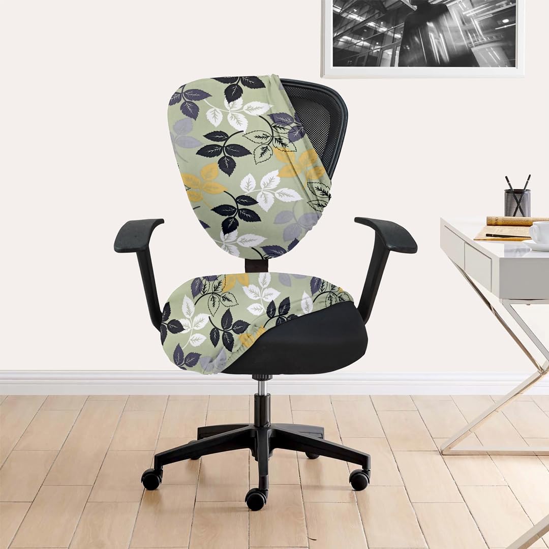 HOTKEI | Leaf print 2 peice executive office chair cover on livebetterindia.com