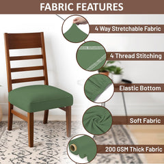 HOTKEI Pista Green Dining Chair Cover Stretchable Cushion Protector and Slipcover for Dining Chair