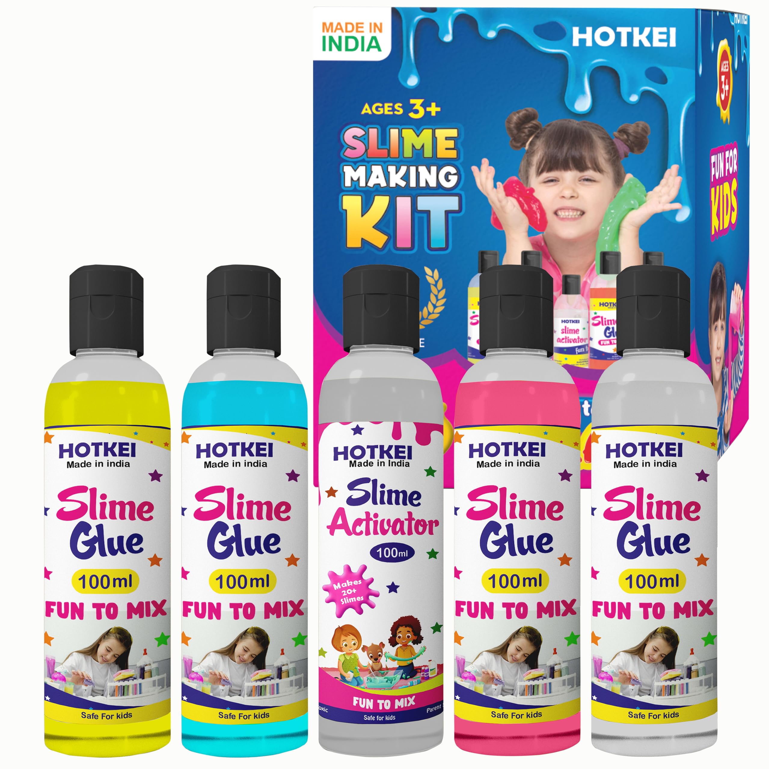 Hotkei | 100 ml glue and activator slime making kit on livebetterindia.com