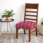 HOTKEI Traditional Print Pink Dining Chair Cover Stretchable Seat Protector