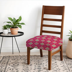 HOTKEI Traditional Print Pink Dining Chair Cover Stretchable Seat Protector