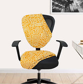 HOTKEI | Yellow abstract print chair cover for office chair on livebetterindia.com