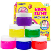 HOTKEI Pack of 6 Neon Colored Slime Multicolor Fruit Scented DIY Toy Slimy Slime Gel Jelly Putty Set Art kit Birthday Toys Gift for Boys Girls Kids 3 to 10 Years 300 gm