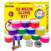 HOTKEI (12 Neon Slime kit) DIY Neon Colored Fruit Scented Slimy Slime Gel Jelly Set Kit Air Dry Magical Crystal Clay Putty Toy Kit for Girls Boys kids Slime with Glitter| Stars | color beads Set