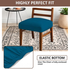 LAZI Airforce Blue Chair Seat Protector, Elastic Cushion Slipcover for Dining Chair