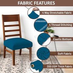 LAZI Airforce Blue Chair Seat Protector, Elastic Cushion Slipcover for Dining Chair