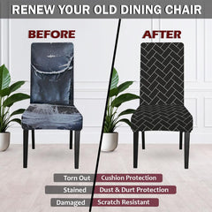 LAZI Black Brick Printed Dining Chair Cover, Seat Protector and Cushion Slipcover