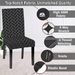 LAZI Black Brick Printed Dining Chair Cover, Seat Protector and Cushion Slipcover