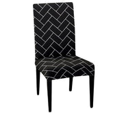 LAZI Black Brick Printed Dining Chair Cover, Seat Protector and Cushion Slipcover