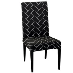 LAZI Black Brick Printed Dining Chair Cover, Seat Protector and Cushion Slipcover