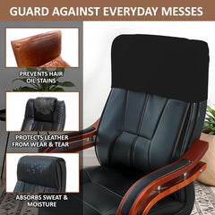 LAZI Black Polyester Boss Chair Headrest Cover Elastic Office Chair Headrest Slipcover
