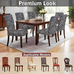 LAZI Black Warli Print Dining Chair Covers, Stretchable Slipcover and Seat Protector
