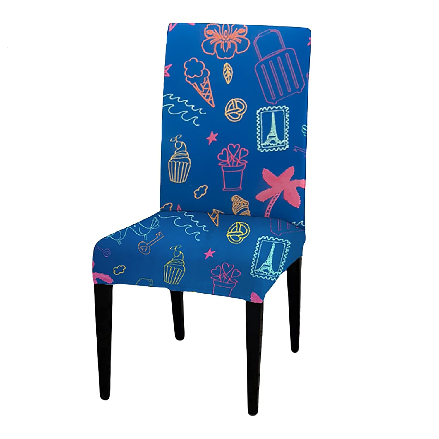 LAZI | Blue digital printed dining chair cover on livebetterindia.com