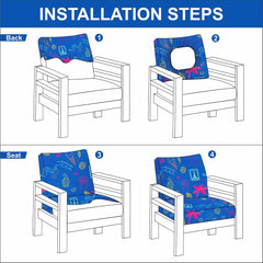 LAZI Blue Digital Print Polyester Blend 1 Seater Wooden Sofa Cushion Cover Cushion Protector