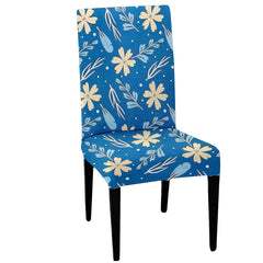 LAZI Blue Floral Digital Printed Chair Cover and Stretchable Seat Slipcover and Protector